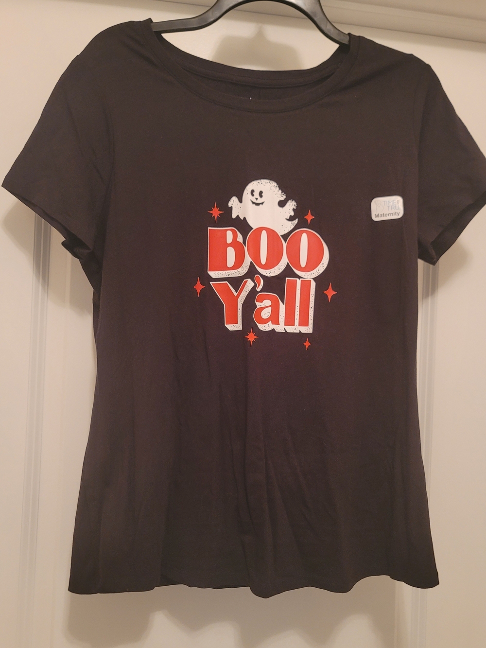 Boo Y'all Black Maternity Graphic Tee (Large, 12-14)